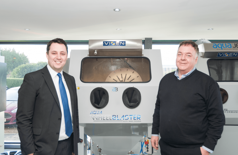 Tees Valley Mayor Ben Houchen with Aidan Mallon at Vixen Surface Treatments