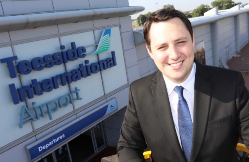 Tees Valley Mayor Ben Houchen at Teesside International Airport