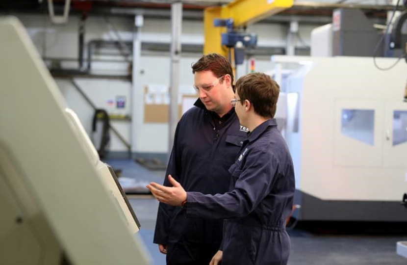 Tees Valley Mayor with a young employee at Tees Components 