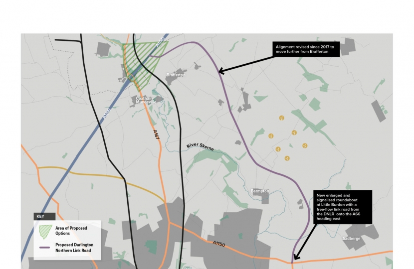 Map showing the proposed Darlington Link Road 