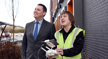 Mayor Ben Houchen with drone operator 