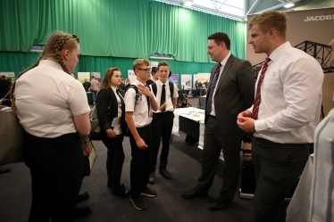 Mayor Ben Houchen talking to local students