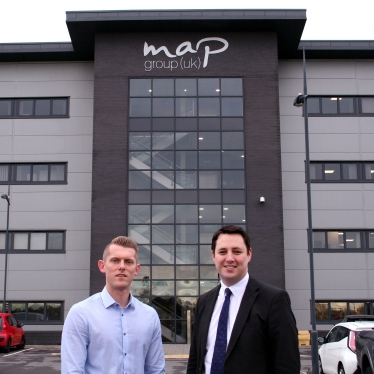 Matty Carlin and Mayor Houchen at Map Group