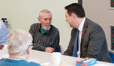 Tees Valley Mayor Ben Houchen speaking to Ray Nellist