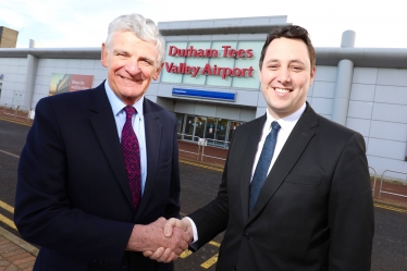 Peel Airports Chairman Robert Hough, left, with Tees Valley Mayor Ben Houchen at Durham Tees Valley Airport