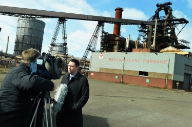 Tees Valley Mayor Ben Houchen making the announcement at the Redcar Blast Furnace