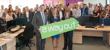 Mayor Ben Houchen with Sarah McManus of A Way Out and Julie Gilhespie, Chief Executive of the Combined Authority