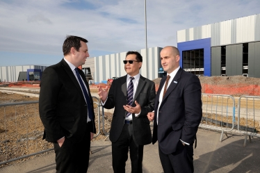 Tees Valley Mayor Ben Houchen with Prof Tat-Hean Gan and Northern Powerhouse minister Jake Berry