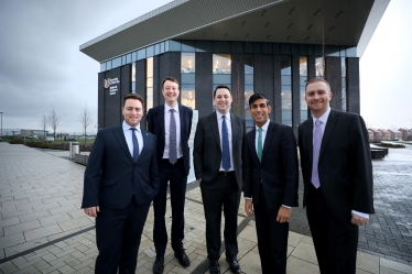 From left, Jacob Young MP, Exchequer Secretary to the Treasury Simon Clarke MP, Tees Valley Mayor Ben Houchen, Chief Secretary to the Treasury Rishi Sunak MP and Matt Vickers MP