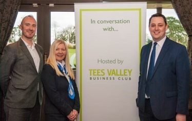 Tees Valley Mayor Ben Houchen with Jane Reynolds MBE, Chair of Tees Valley Business Club and  London City Airport’s Director of Corporate Affairs, Liam McKay