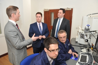 Tees Valley Mayor Ben Houchen (right) with Redcar MP Jacob Young (centre) and Chris McDonald, Chief Executive Officer of the Materials Processing Institute (left)