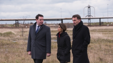 Tees Valley Mayor Ben Houchen, Pratima Rangarajan, CEO of OGCI Climate Investments and Andy Lane, Managing Director of Net Zero Teesside