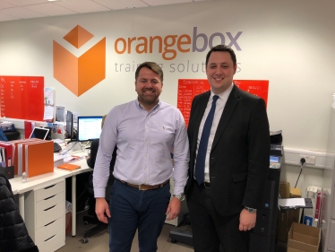 Tees Valley Mayor Ben Houchen with Glen Hughes, Design and Marketing Manager at Orangebox Training