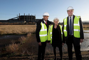 Chancellor of the Exchequer Rishi Sunak MP, left, with Redcar and Cleveland Borough Council Leader Cllr Mary Lanigan and Tees Valley Mayor Ben Houchen