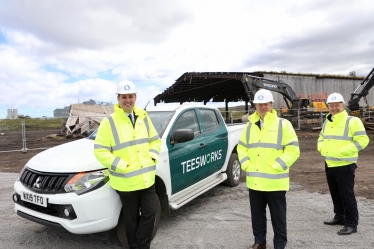 Picture Caption: Tees Valley Mayor Ben Houchen with Steve Gibson, vice chairman of the Development Corporation and Chris Musgrove, delivery partner 