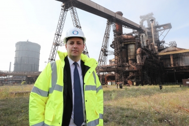 Tees Valley Mayor Ben Houchen outside the Redcar Blast Furnace