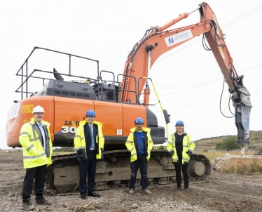 Tees Valley Mayor Ben Houchen with Adam Harker, Contracts Director at Seymour Civil Engineering; Jay Hindson, General Operative at Seymour Civil Engineering and Sarah Ainslie at Seymour Skills Training Academy